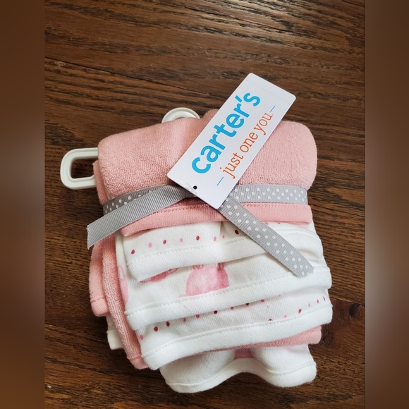 NEW CARTERS 6-pack Pink Baby Washcloths - Picture 1 of 4